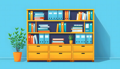 Efficient Document Organization, Illustrate the concept of efficient document management with an image featuring neatly arranged files and folders, design