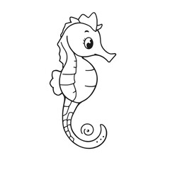 Fototapeta premium Coloring page outline of a Seahorse on an Isolated transparent background. generated with AI