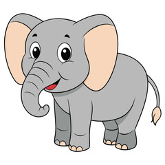 Obraz premium 2D African Elephant cartoon character vector icon illustration on white background