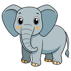 Obraz premium 2D African Elephant cartoon character vector icon illustration on white background