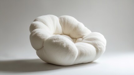 Elevate Your Space: Avant-Garde Fluffy Cloud Chair Poster for Modern Interiors - A Soft Statement Piece Against a Neutral Background