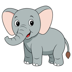 Naklejka premium 2D African Elephant cartoon character vector icon illustration on white background