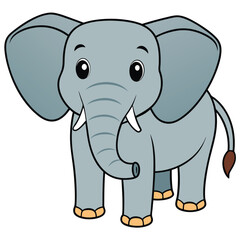 Fototapeta premium 2D African Elephant cartoon character vector icon illustration on white background