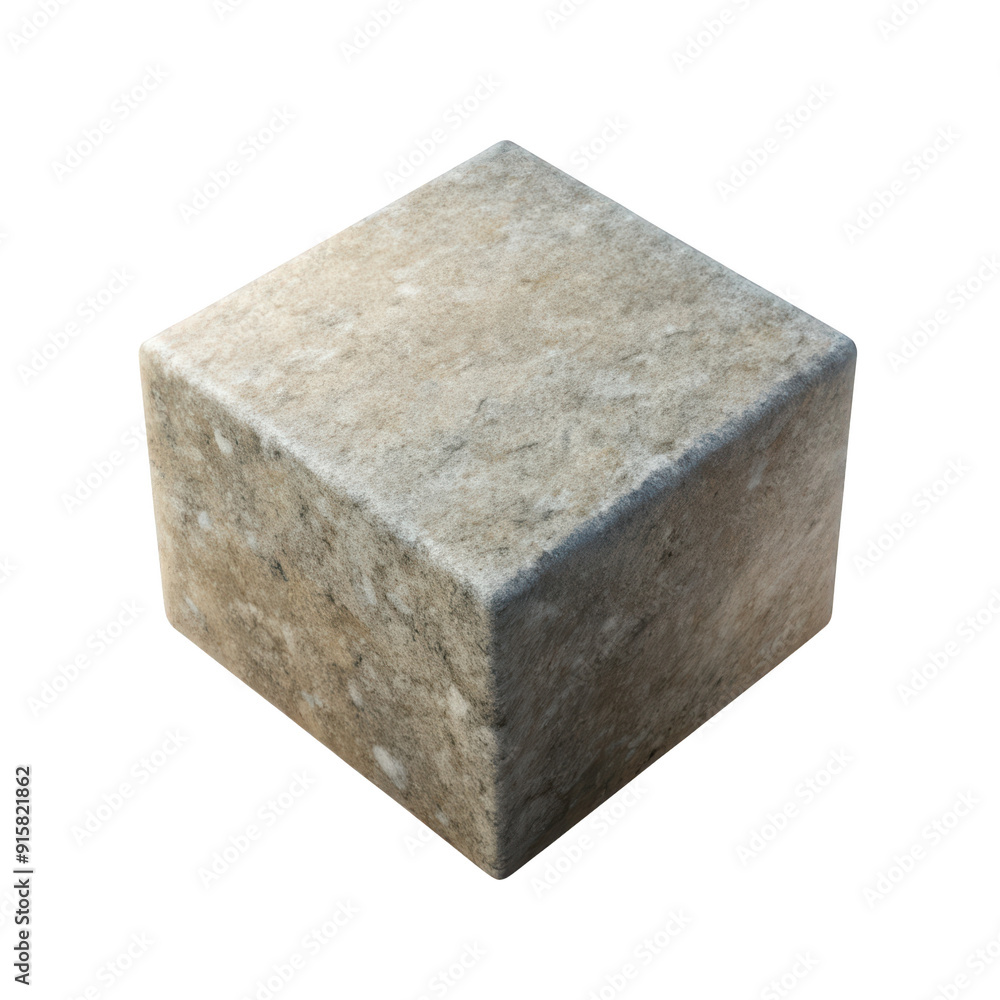 Poster stone cube with a subtle surface texture and muted earthy colors. ideal for architectural projects, 