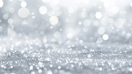 Abstract Silver Glitter Background with Bokeh Lights