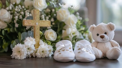 concept of baptism of a child. Selective focus