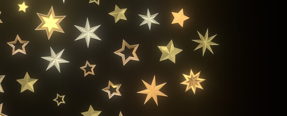Shimmering Starry Christmas: Spectacular 3D Illustration Showcasing Falling Holiday Stars