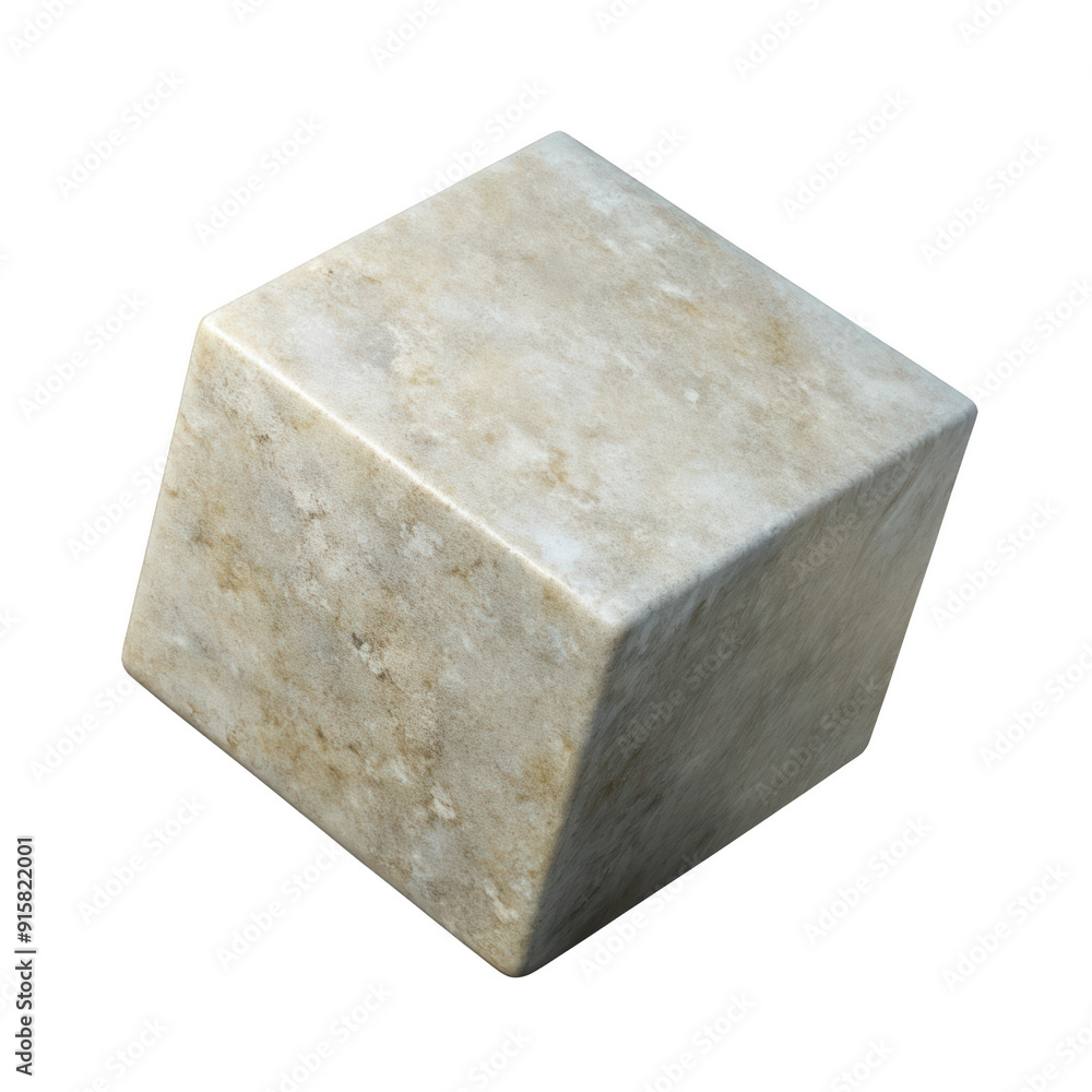 Poster smooth stone cube with a light texture and soft earthy tones. perfect for minimalist design, archite