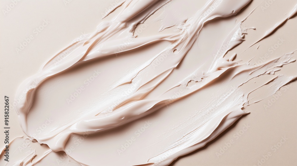 Poster smooth cream texture spread across a neutral surface in a well-lit environment