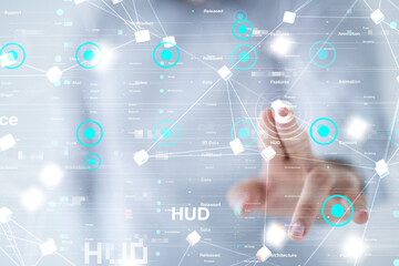 Neural network 3D illustration. Big data and cybersecurity