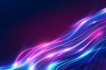 Obraz premium abstract dark blue background with wavy rays of light. pink and blue neon light. futuristic design
