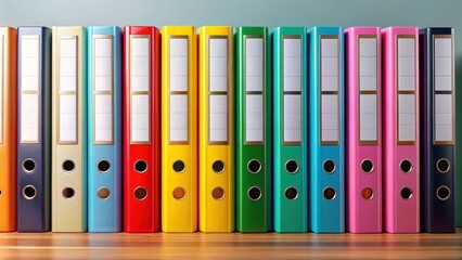 Organized assortment of binders on background, office supplies, organization, paperwork, stationery