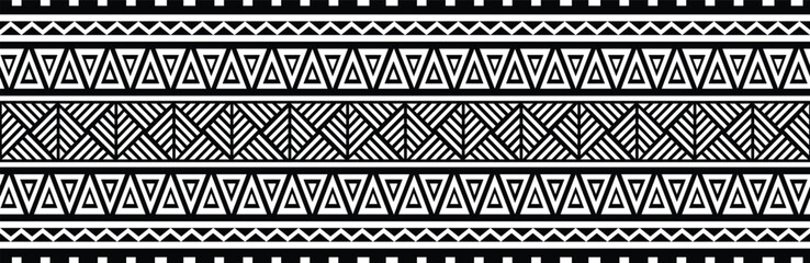 Polynesian tattoo design tribal border. Tribal design ethnic ornament maori band. Samoan Tattoo ribbon sleeve bracelet. Fabric seamless isolated hawaiian armband pattern on white background.