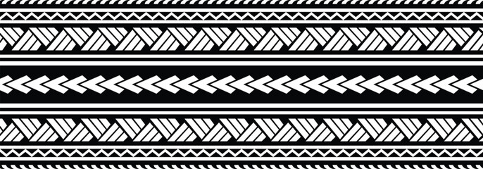 Polynesian Tribal Tattoo Designs, Forearm Band, Sleeve and Geometric Borders - EPS and Seamless Patterns