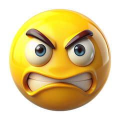 Naklejka premium Emoji Yellow Angry Isolated On Transparent Background