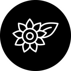 Winter flower Vector Line White Circle Black