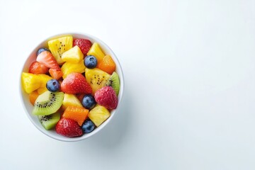 A Bowl of Fresh Fruit Salad with Pineapple, Kiwi, Strawberries, and Blueberries