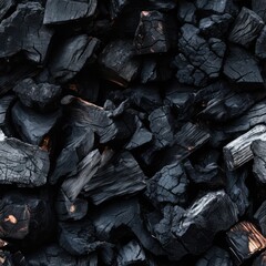 Naklejka premium Burnt Wood Textured Background, Charcoal Texture, Firewood with Cracks, Charred Tree Background