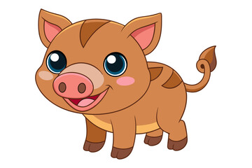 Boar Vector Illustration | Linocut, Kawaii, Cartoon, Clipart, Line Art Design.