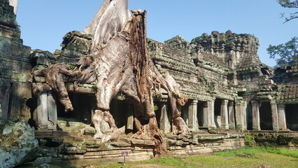 Cambodia. Preah Khan temple. Siem Reap city. Siem Reap province. An ancient Buddhist temple built...