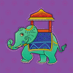 illustration of desi (indian) art style indian ambari elephant