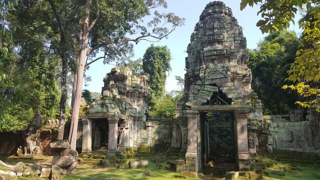 Cambodia. Preah Khan temple. Siem Reap city. Siem Reap province. An ancient Buddhist temple built at the end of the 12th century during the reign of Jayavarman VII.