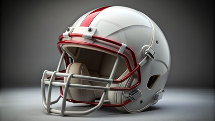 Fototapeta premium White and Red Football Helmet - 3D Rendering - Sport Equipment - American Football - Gridiron - Game Day