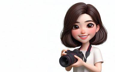 3D anime Character Photographer for world photography day theme background