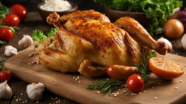 chicken broast, roasted chicken with gravy, Closeup of a pan filled with sizzling organic chicken, chicken broast, made with Ai generative technology, stock video, food stock videos, 4k video	