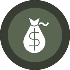 Money Bag Glyph Circle Icon