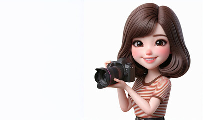 Fototapeta premium 3D anime Character Photographer for world photography day theme background