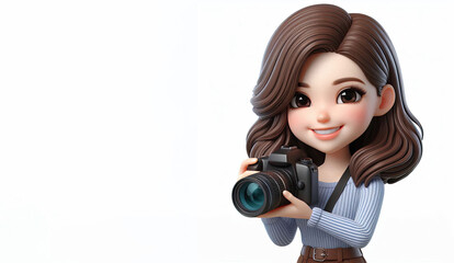 Fototapeta premium 3D anime Character Photographer for world photography day theme background