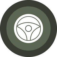 Steering Wheel Glyph Circle Icon