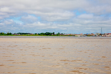 Navigating the Amazon River. In the Amazon jungle, near Iquitos, Peru. South America.