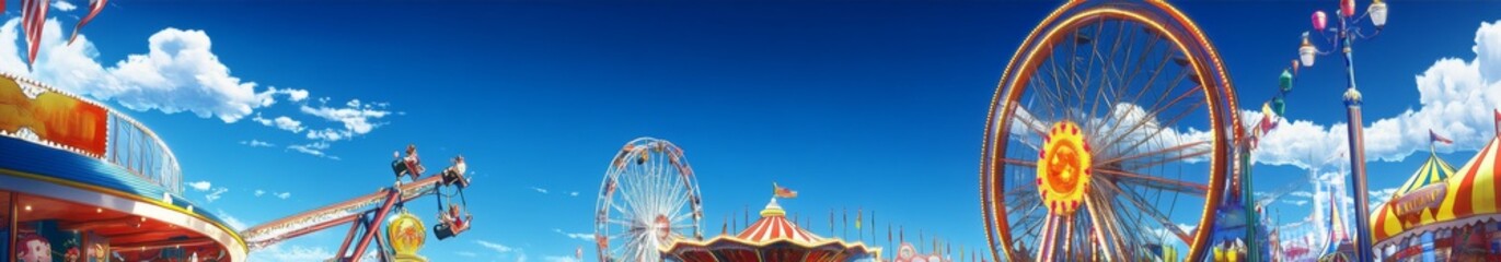 Whimsical Carnival of Comedy: A Fantasy Amusement Park with Zany Rides and Giggles in Anime Style - Ideal for Game Art, Storybook Illustrations, and 4K Wallpapers