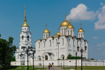 Dormition Cathedral in Vladimir, Russia with unrecognizable people