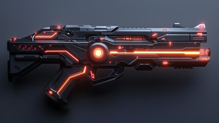 Fototapeta premium A futuristic scifi laser gun featuring vibrant neon accents and advanced technological design