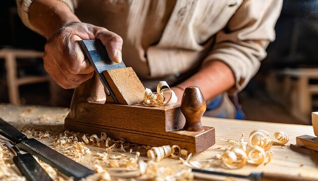 close up of carpenter working on wood