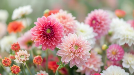 Obraz premium Vibrant Red And White Flowers In A Turquoise Vase Against A Soft Background