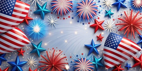 Obraz premium Cheerful 4th of July celebration with red, white, and blue colors , Independence Day