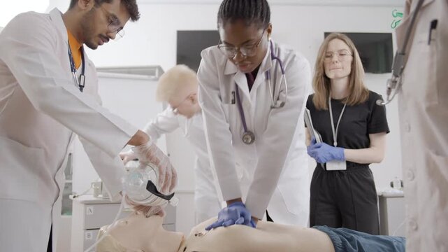 First aid training session at the clinic with hands-on CPR practice