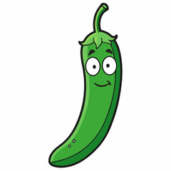 Green chilli art vector illustration