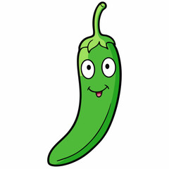 Green chilli art vector illustration