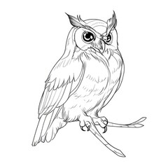 Fototapeta premium simple pencil outline of an owl