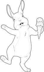 Rabbit Waffle ice cream Animal Vector Graphic Art Illustration