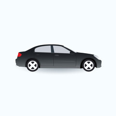 Car silhouette Transport, Realistic vector black car hatchback in side view, isolated in transparent background, small car, sedan car, hatchback, illustration in seamless
