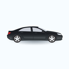 Car model silhouette Transport, Realistic vector black car hatchback in side view, Luxury C Segment, small car, sport sedan car, hatchback, illustration in seamless
