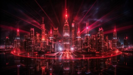 Obraz premium city at night dark red and vibrant energy