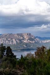 Obraz premium view over lake Traful in Patagonia mountains in Argentina one of siete lagos route