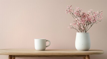 Fototapeta premium Modern Armchair Next to Minimalist Vase and Branches in Bright Room